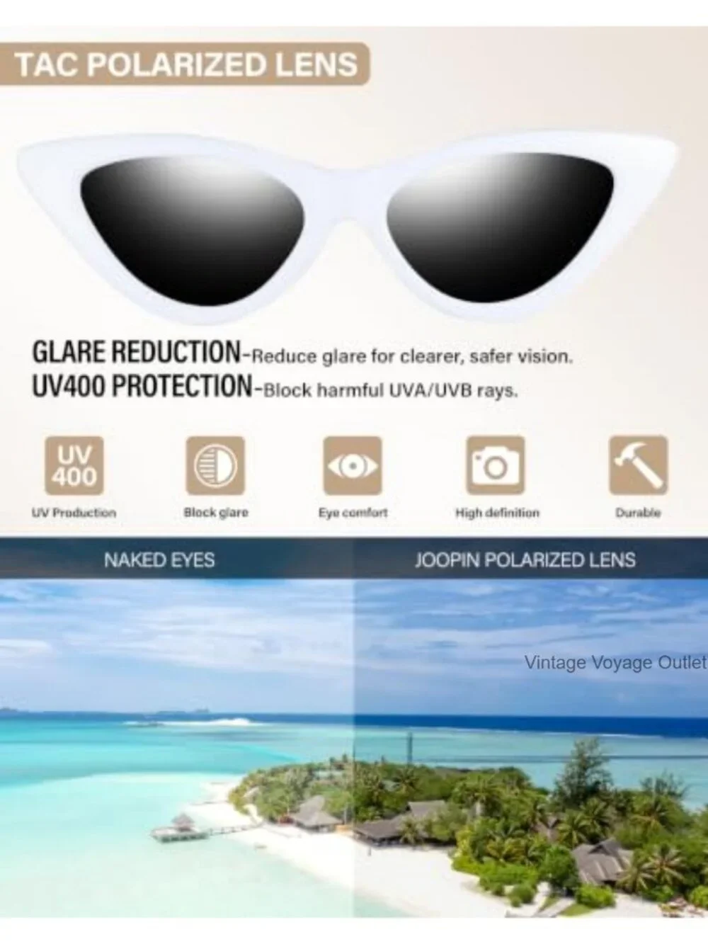 Vintage Cat Eye Sunglasses for Women UV400 Protection Polarized